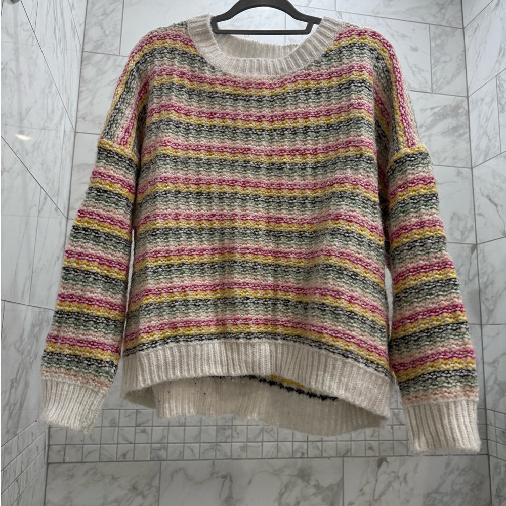 Polagram Multicolor Striped Crew Neck Sweater